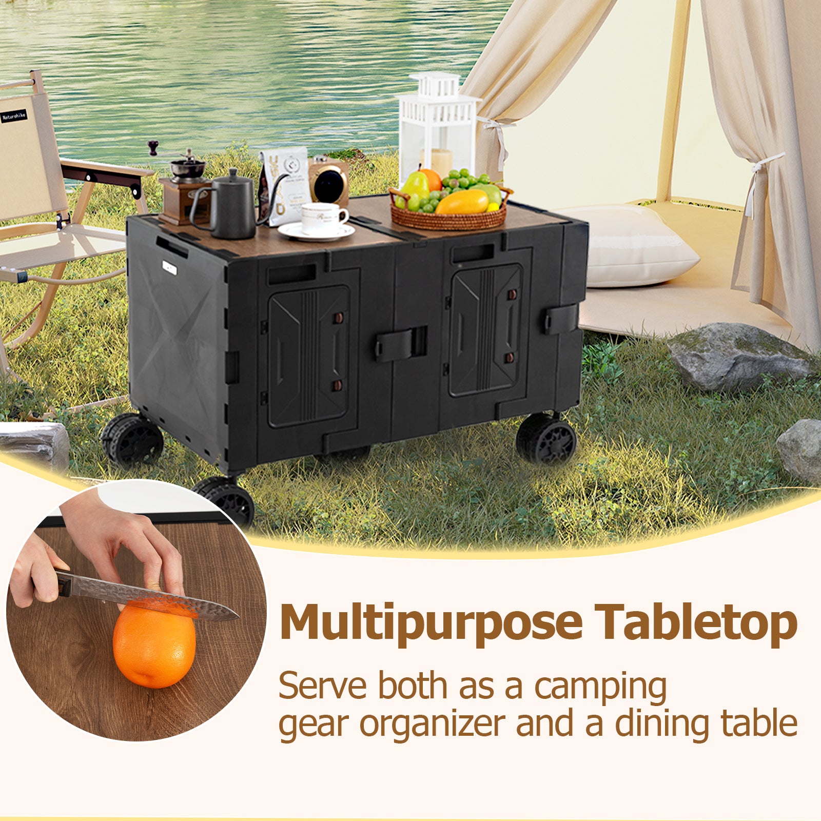 Collapsible Wagon Cart Foldable Utility Cart with Telescoping Handle-Black
