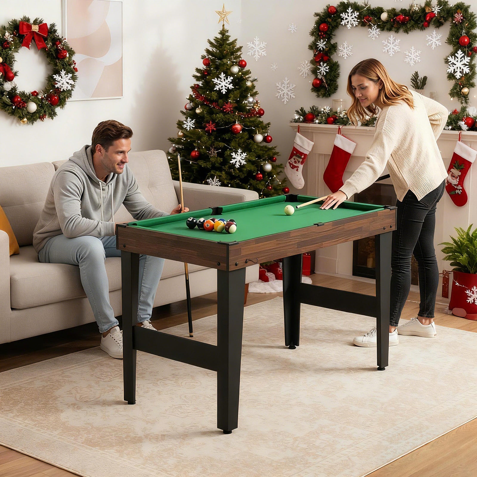 10-in-1 Combo Game Table Set Multi-Game Table with Foosball-Brown