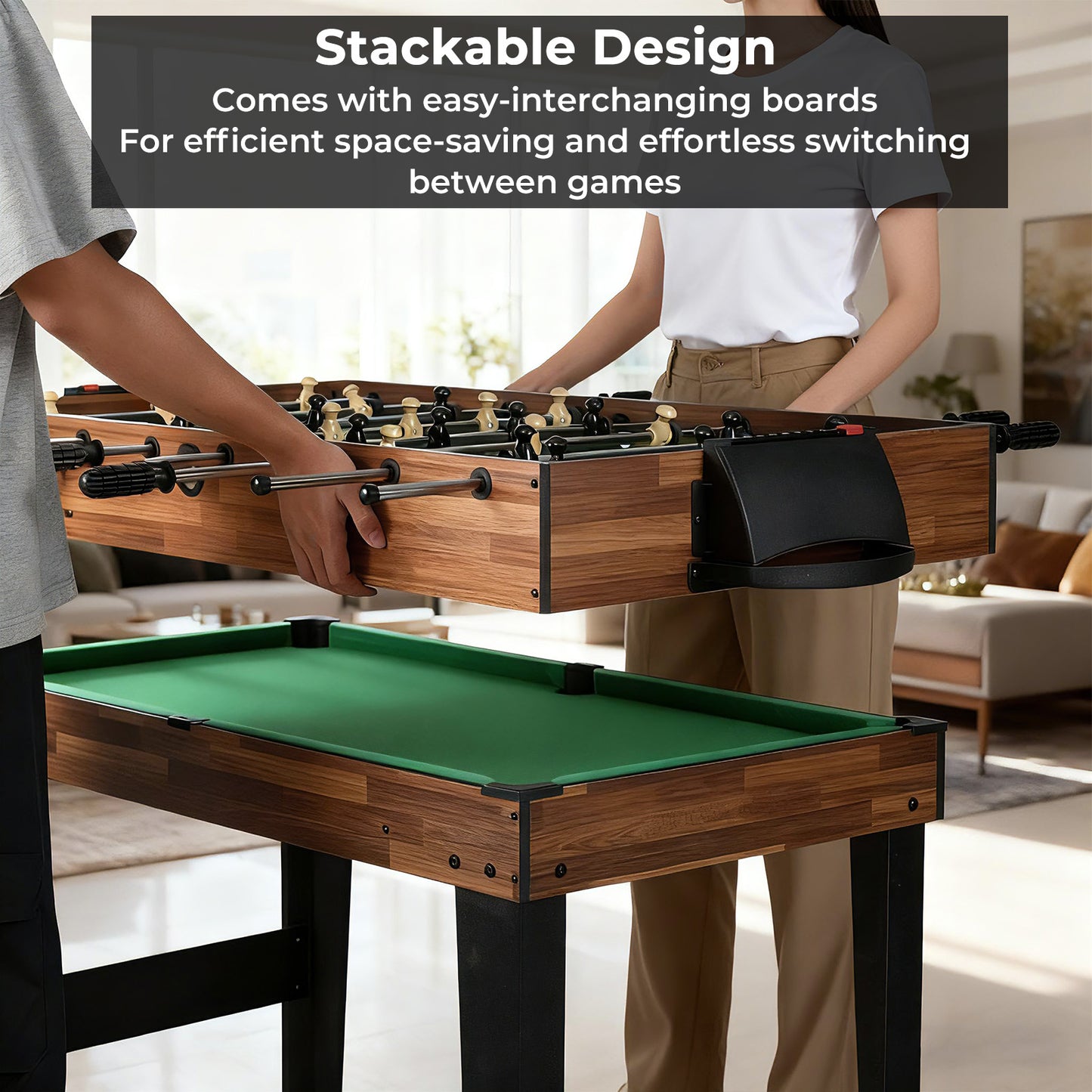 10-in-1 Combo Game Table Set Multi-Game Table with Foosball-Brown