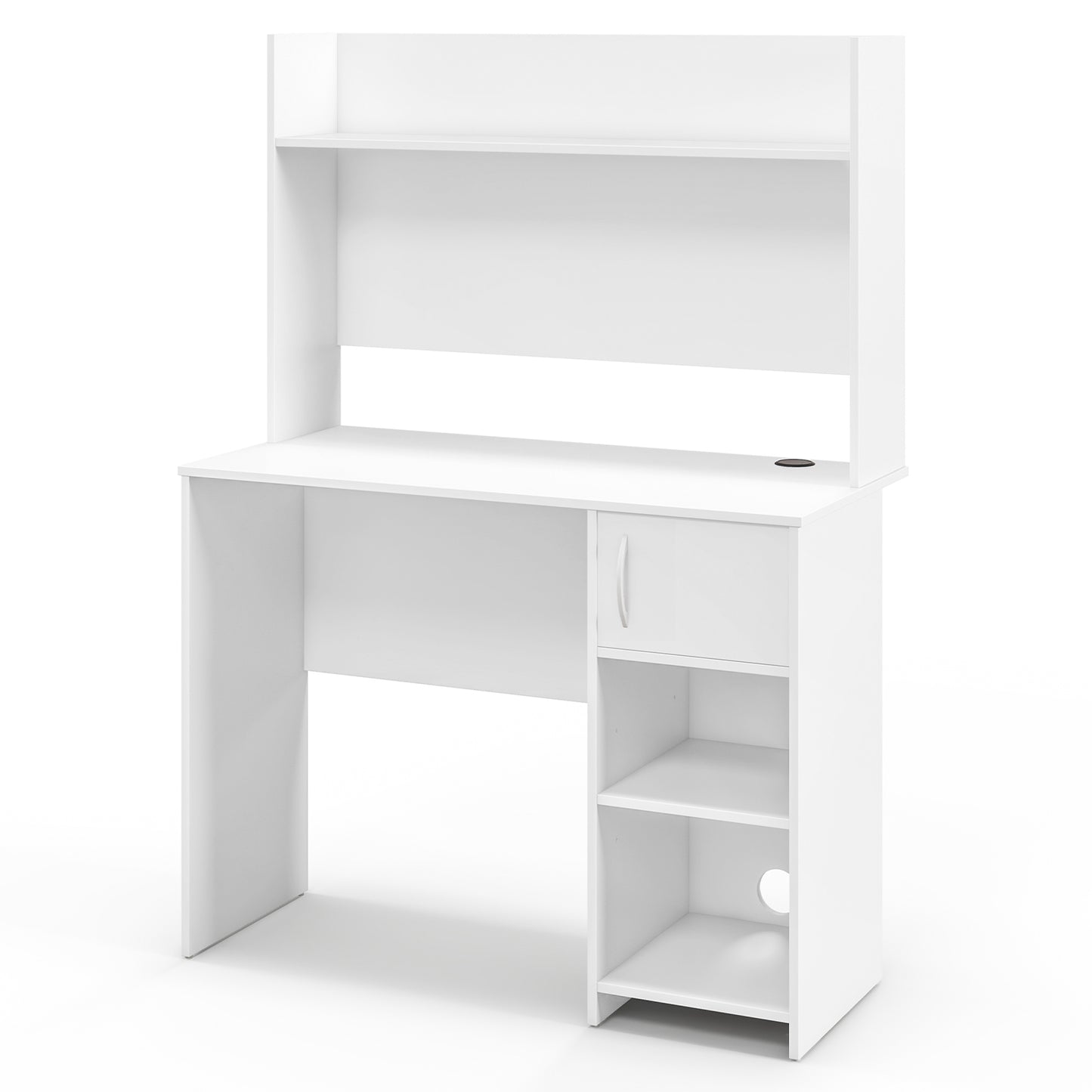 Computer Desk with Hutch and 2 Open Shelves for Home Office-White