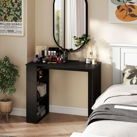 Computer Desk with Bookshelf for Study Living Room-Black