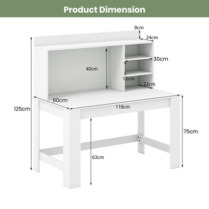 Computer Desk with 3 Storage Shelves and Cable Hole for Study-White