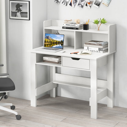 Computer Desk with Power Outlets and USB Port and Type-C-White