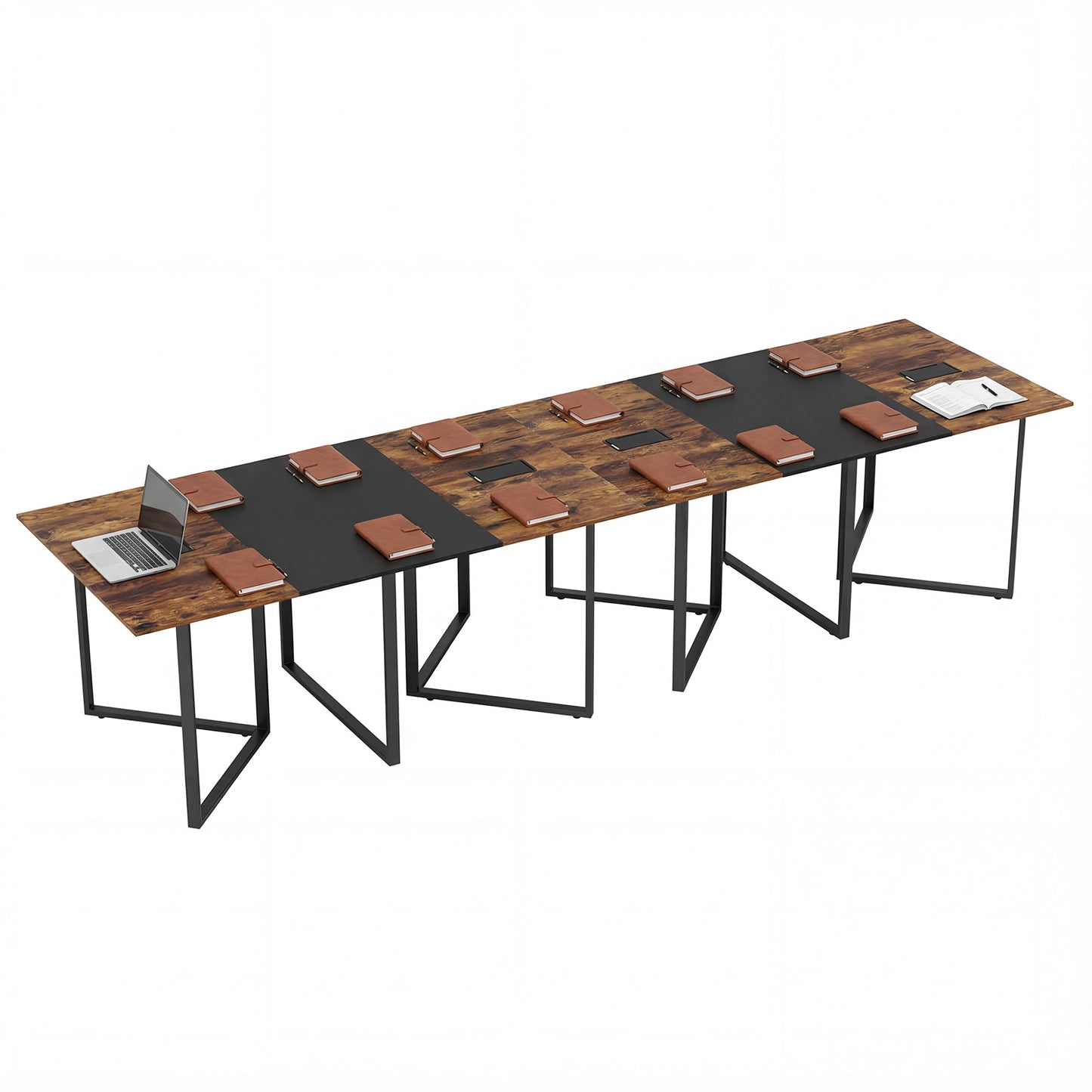 180 CM Conference Table with 2 Cable Grommets for Meeting Room Office-Rustic Brown
