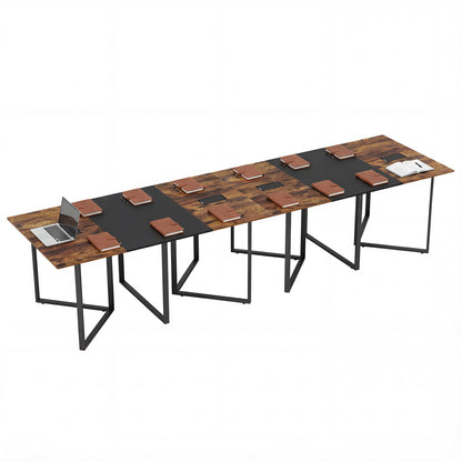 180 CM Conference Table with 2 Cable Grommets for Meeting Room Office-Rustic Brown