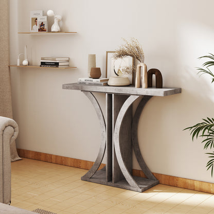 Console Table 100 cm Rectangular Entryway Table with Geometric Frame-Grey