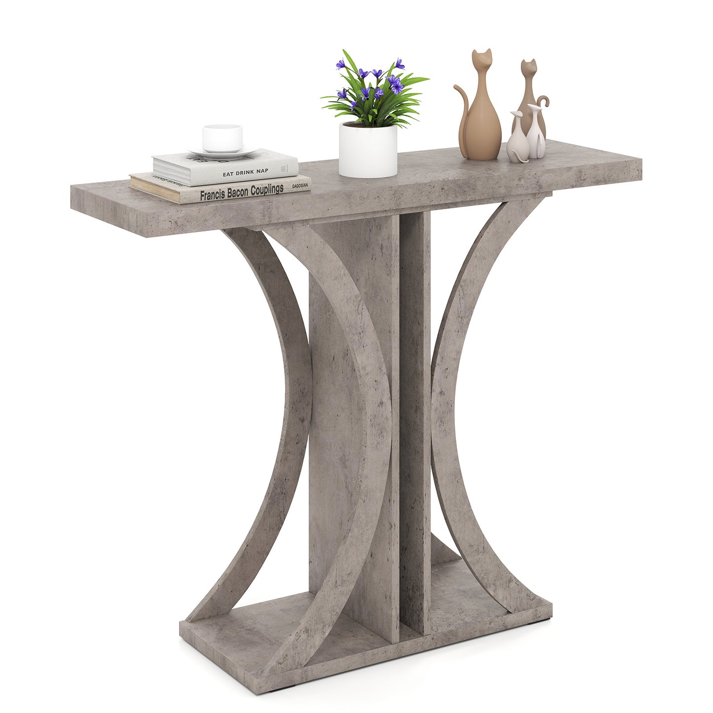 Console Table 100 cm Rectangular Entryway Table with Geometric Frame-Grey