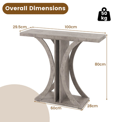 Console Table 100 cm Rectangular Entryway Table with Geometric Frame-Grey