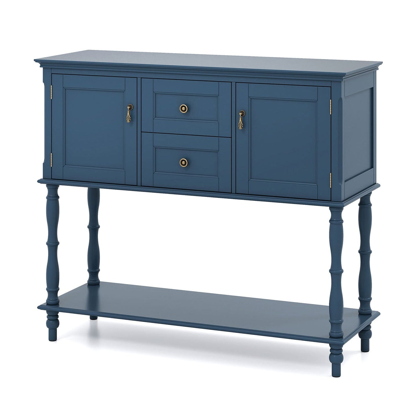 Console Table with 2 Drawers and 2 Door Cabinets for Entryway-Blue