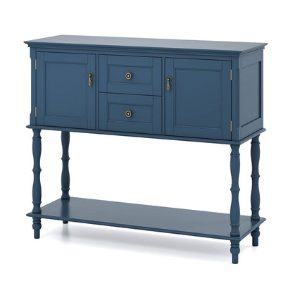 Console Table with 2 Drawers and 2 Door Cabinets for Entryway-Blue