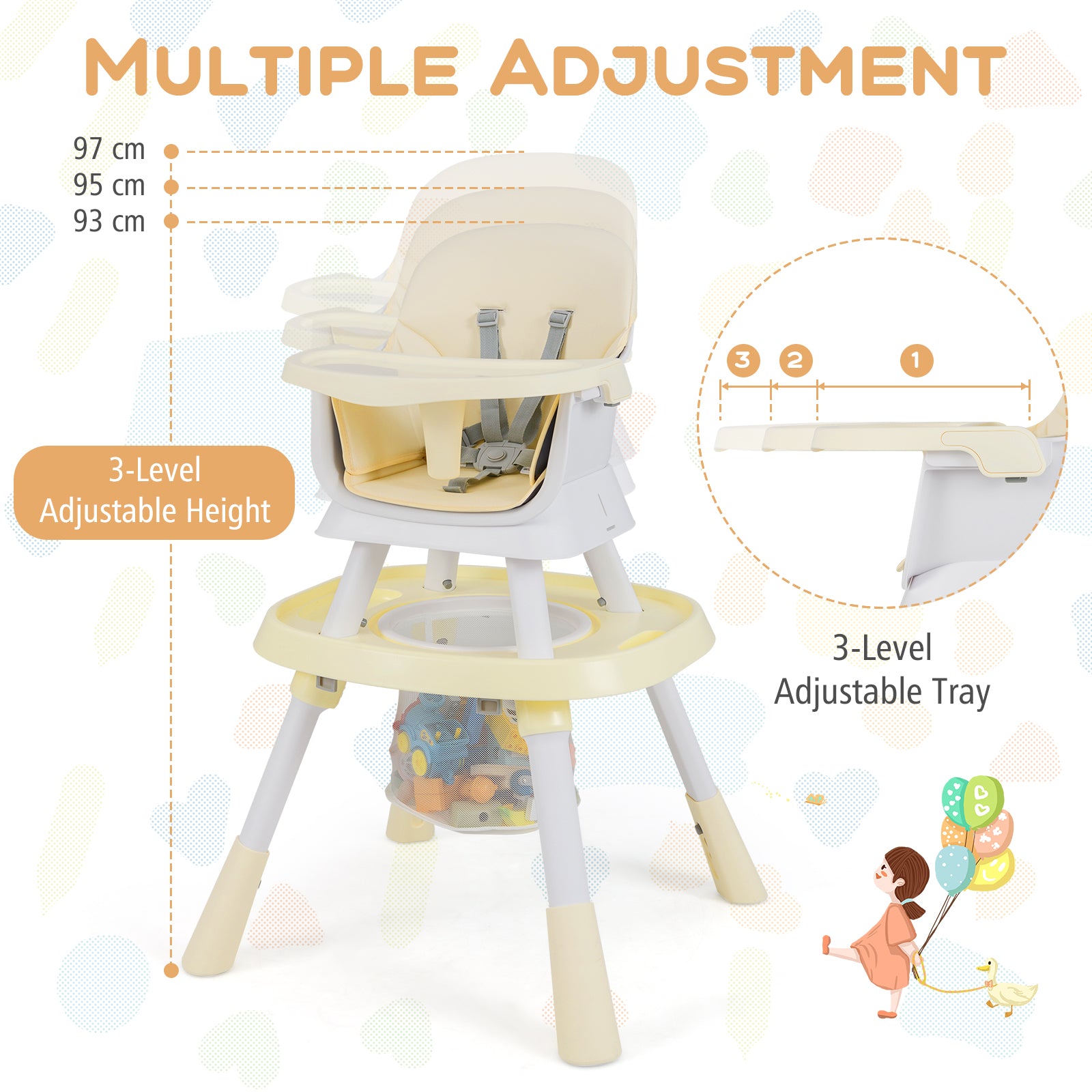 16-in-1 Convertible Baby High Chair with Removable Tray and 5-Point Harness-Beige