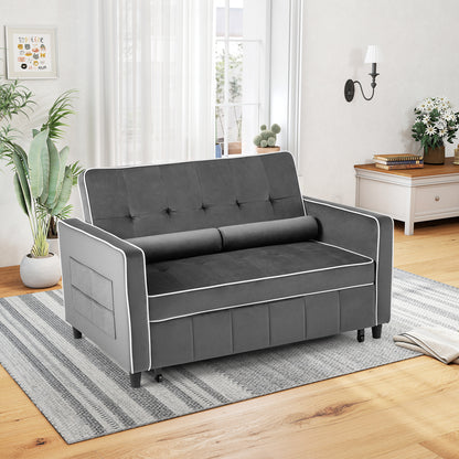 3-in-1 Convertible Sleeper Sofa Bed Pull Out Couch Bed-Grey
