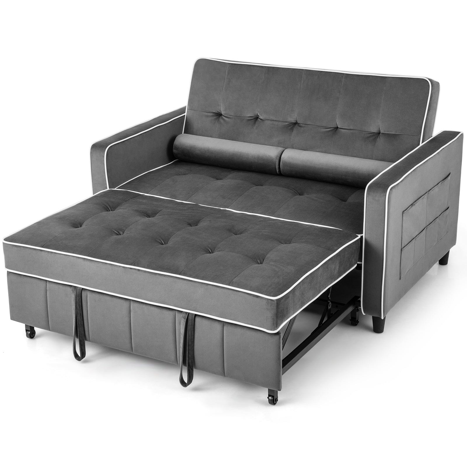 3-in-1 Convertible Sleeper Sofa Bed Pull Out Couch Bed-Grey