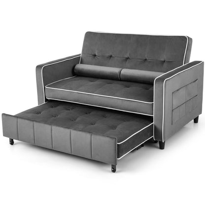 3-in-1 Convertible Sleeper Sofa Bed Pull Out Couch Bed-Grey