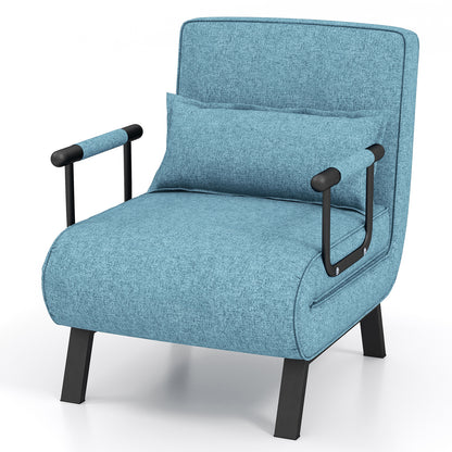 Convertible Sofa Bed 4-in-1 with 6-Position Adjustable Backrest-Lake Blue