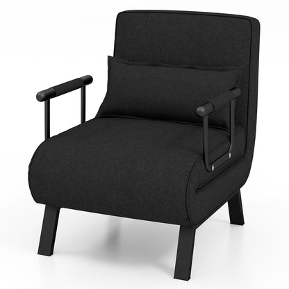 Convertible Sofa Bed 4-in-1 with 6-Position Adjustable Backrest-Black