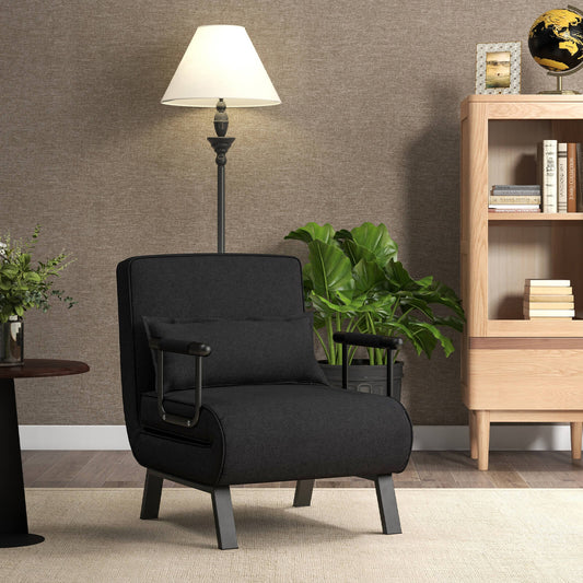 Convertible Sofa Bed 4-in-1 with 6-Position Adjustable Backrest-Black