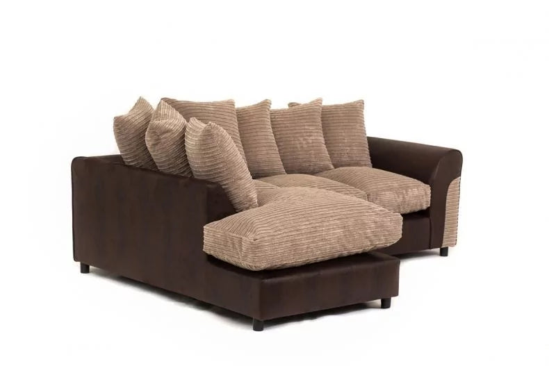 Harvey Cord Fabric Corner Sofa - Black or Brown
