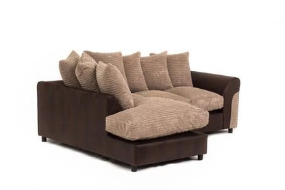 Harvey Cord Fabric Corner Sofa - Black or Brown