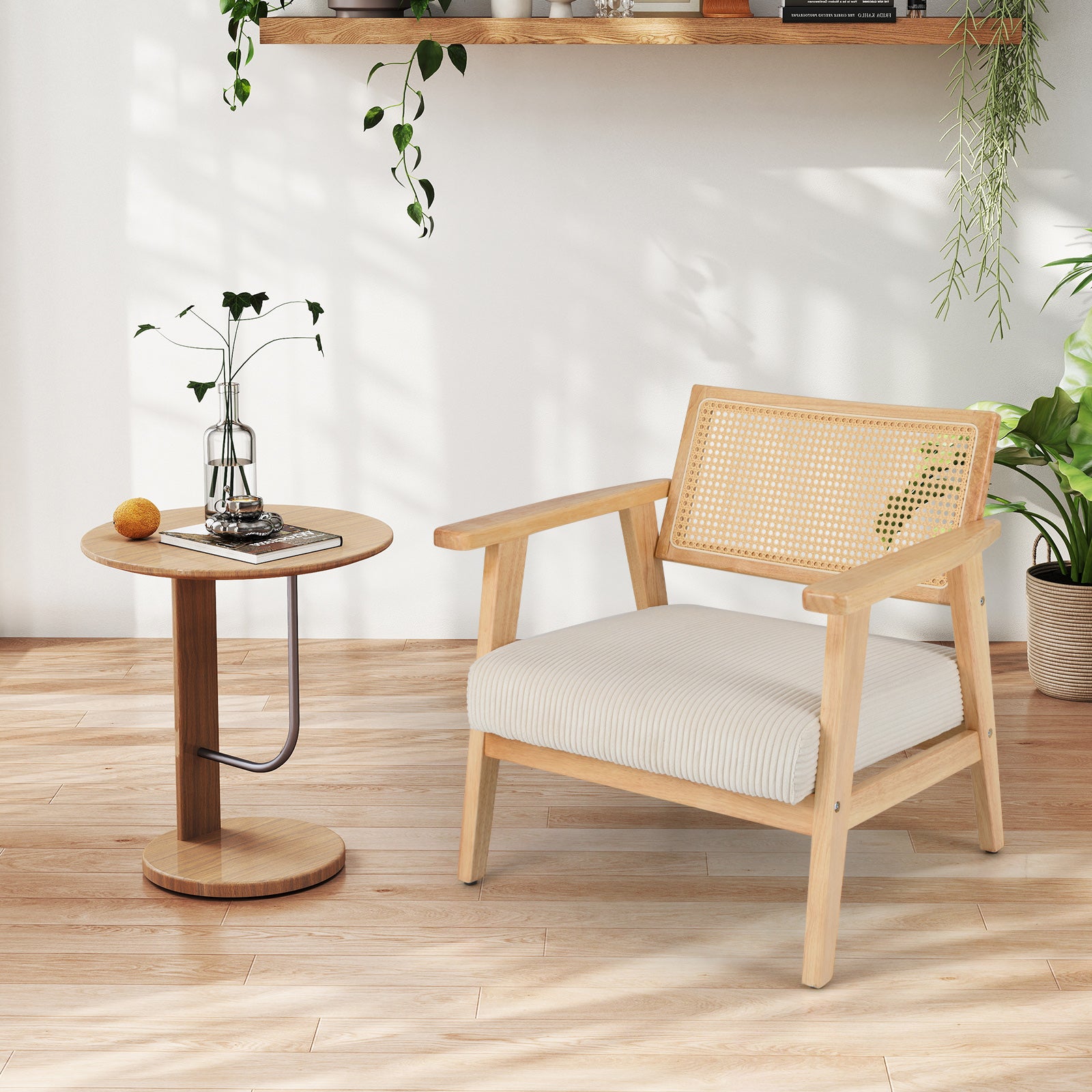 Corduroy Accent Chair Indoor Leisure Chair with Upholstered Seat Set of 2