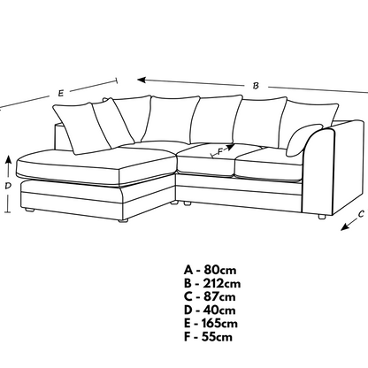 Arabia Crushed Velvet Corner Sofa - Silver, Black, Mink