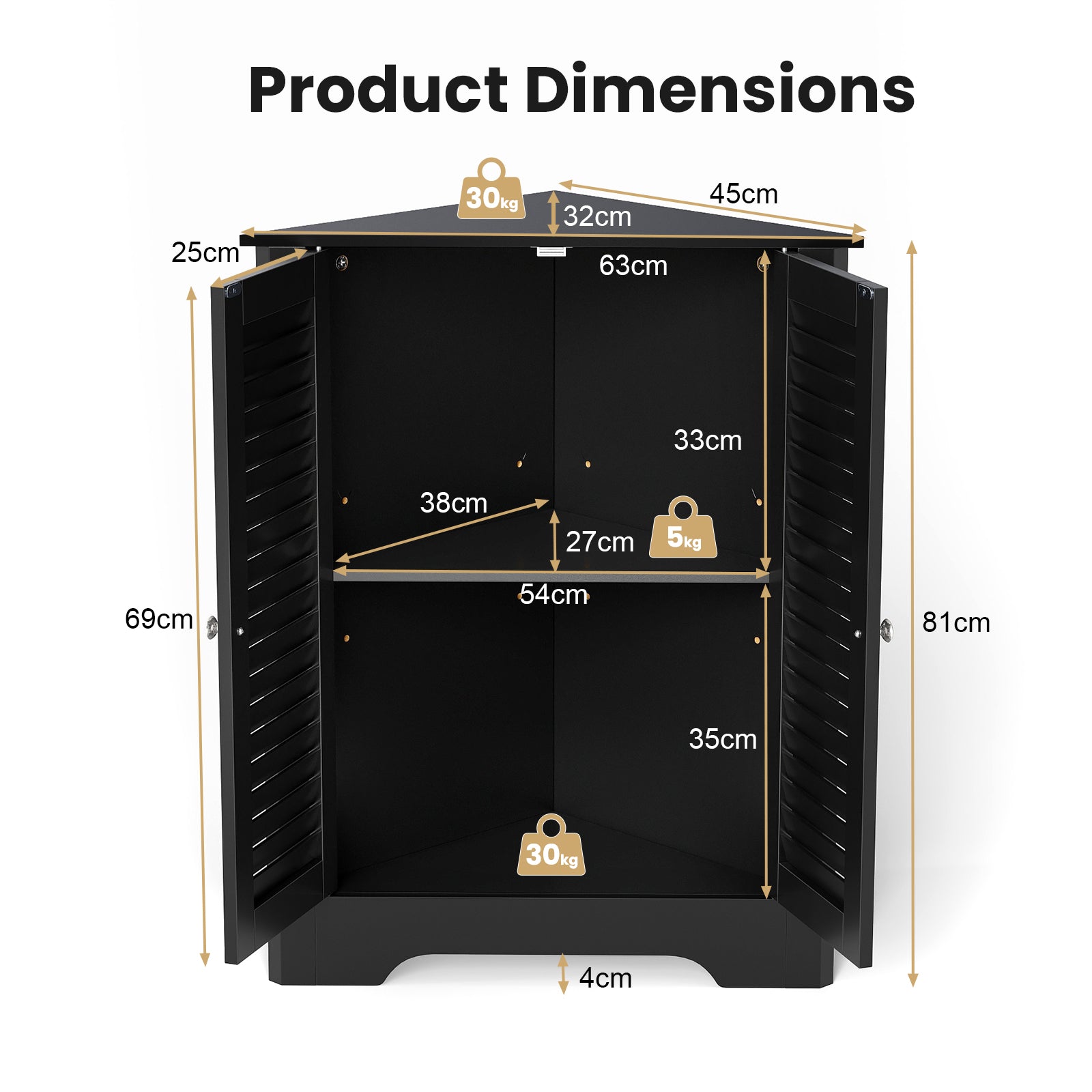 Corner Storage Cabinet Display Unit-Black