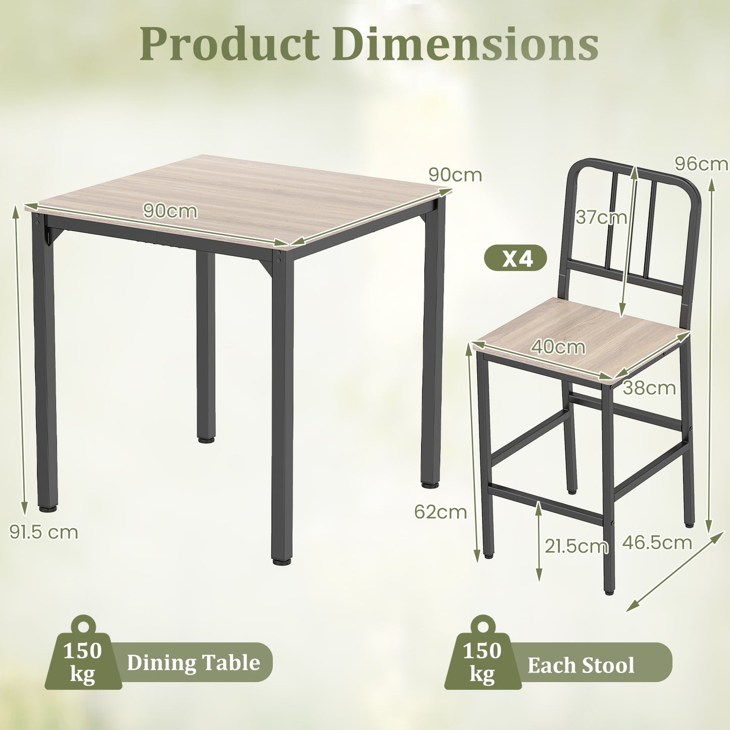 Counter Height Dining Table Set for 4 Kitchen Bar Table and Chairs Set with Faux Marble Surface-Grey