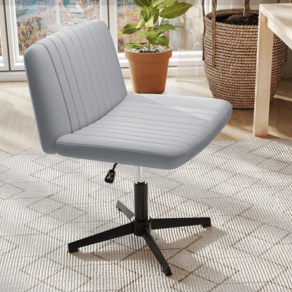Criss Cross Chair No Wheels with Soft-Padded Wide Seat and Adjustable Height-Grey