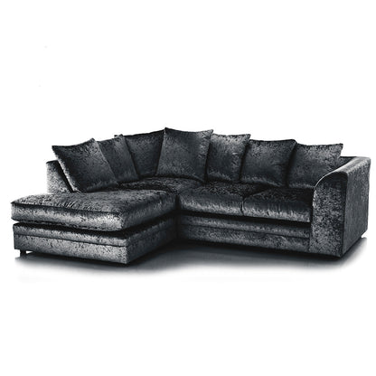Arabia Crushed Velvet Corner Sofa - Silver, Black, Mink
