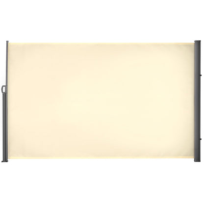 Outsunny Retractable Sun Side Awning Screen Fence Patio Garden Wall Balcony Screening Panel Outdoor Blind Privacy Divider (3x1.8M, Cream White)