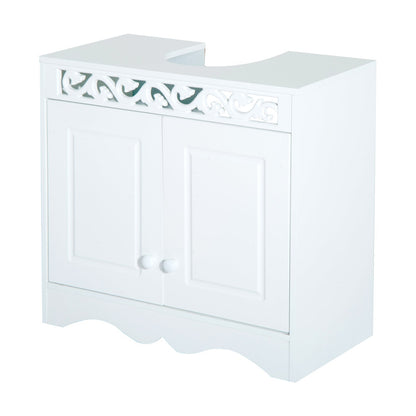 HOMCOM Bathroom Under Sink Storage Cabinet 2 Door Wooden Cupboard Vanity Units