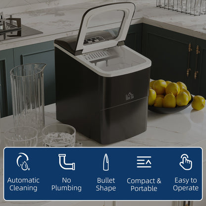 HOMCOM 12kg Countertop Ice Cube Machine, with Scoop - Black