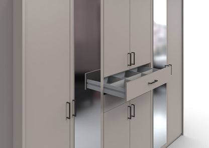DOCKER 6 Door Mirrored Wardrobe Grey 270cm
