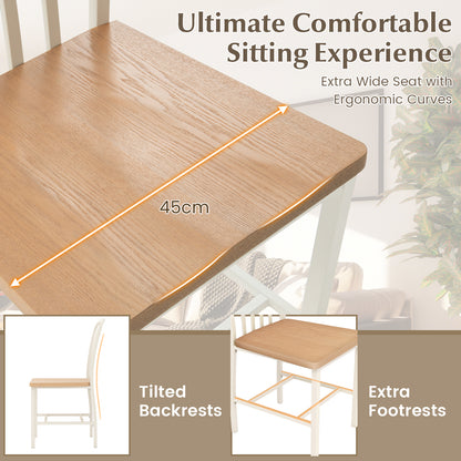 Kitchen Dining Chair Set of 2 with Ergonomic Seat and Footrest-White