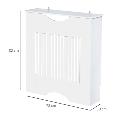 HOMCOM Painted MDF Radiator Cover Heater Cabinet Modern Slatted Home Furniture Living Room Bedroom Worktop White 82H x 78W x 19D