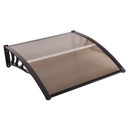 Door Canopy Awning Shelter Front Back Porch Window Roof Outdoor Shade 100*100CM-Brown