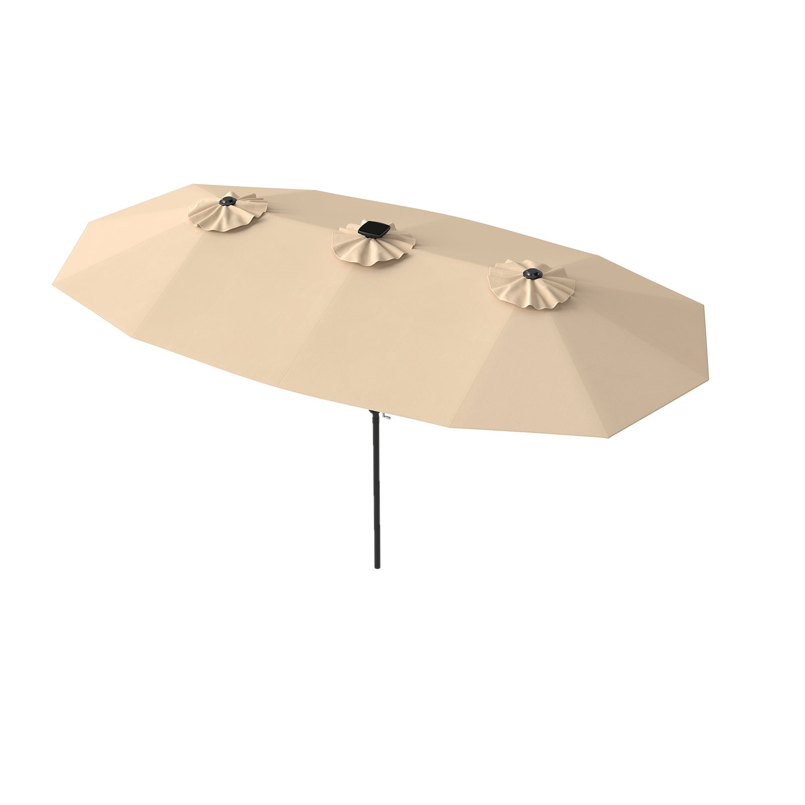 Double-Sided Patio Umbrella with Color-Changing Flowing Solar LED Lights-Beige