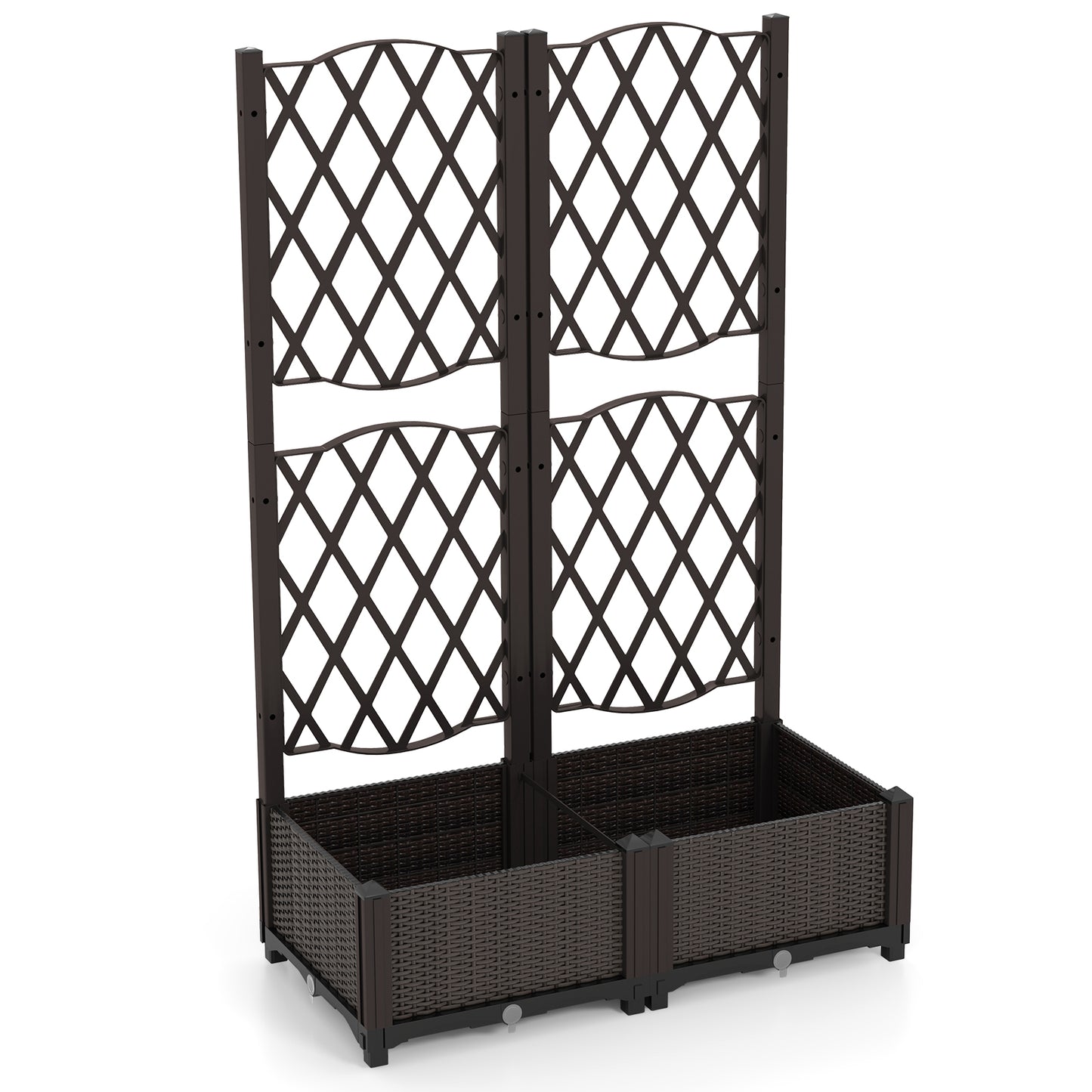 Double Box Outdoor Planter with Self Watering System-Brown