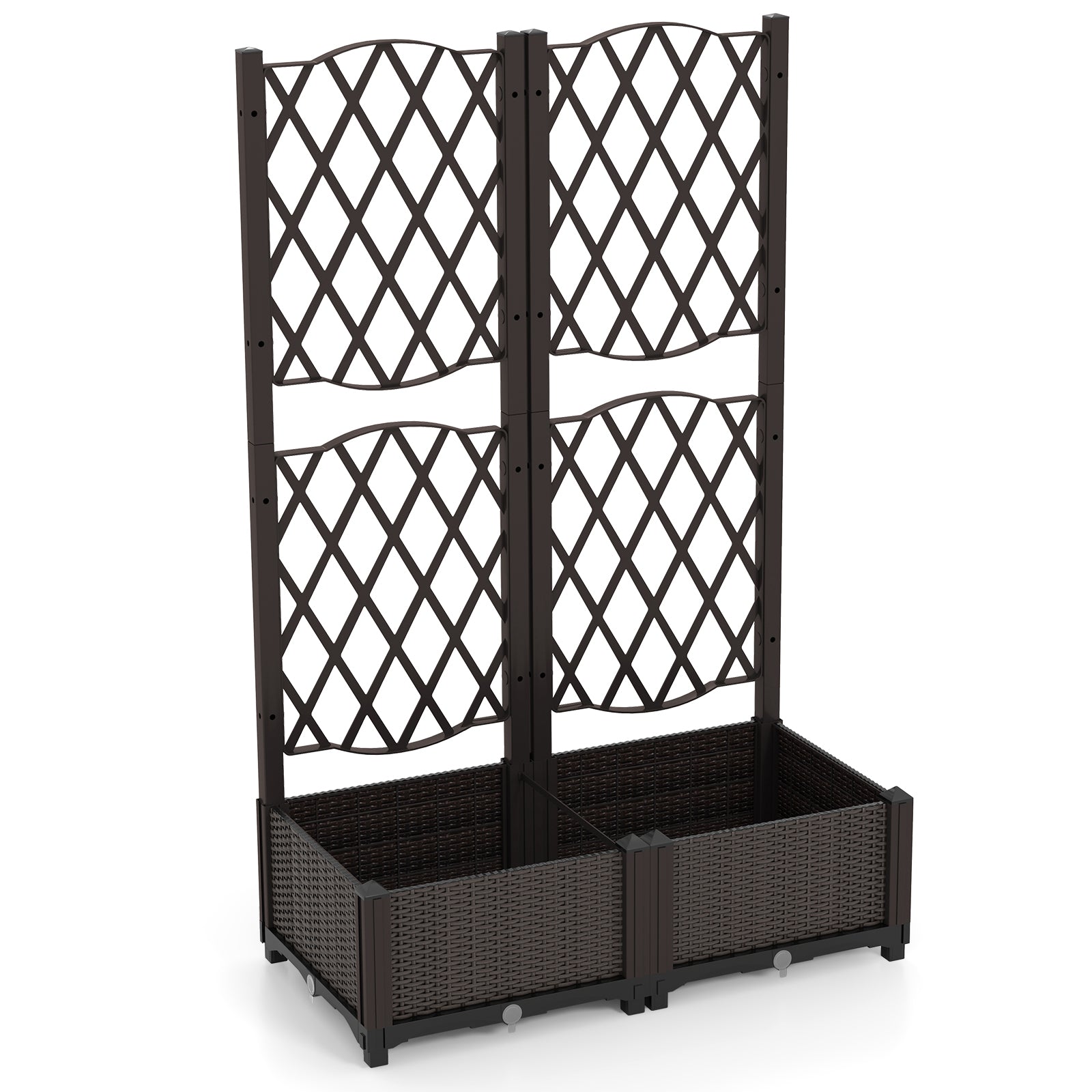 Double Box Outdoor Planter with Self Watering System-Brown