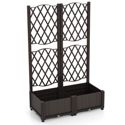 Double Box Outdoor Planter with Self Watering System-Brown