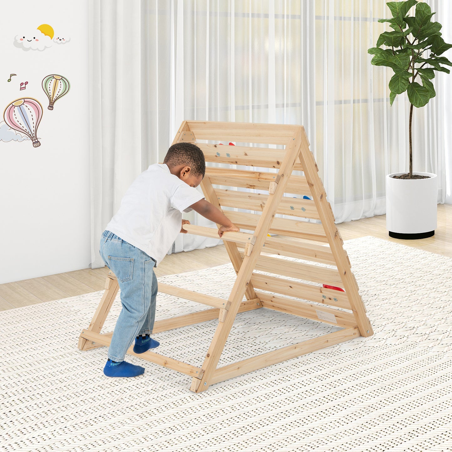 Double Sided Triangle Climber with Colorful Climbing Rocks