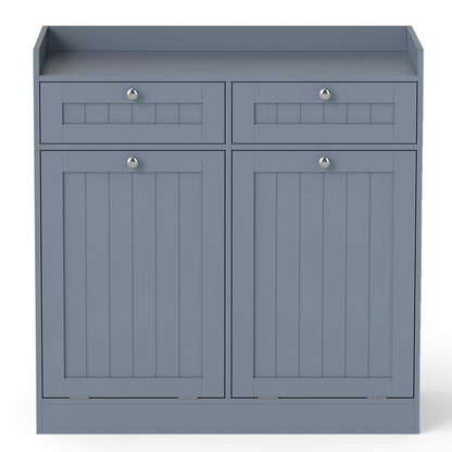 Double Tilt-Out Laundry Hamper Cabinet with Removable Baskets-Grey