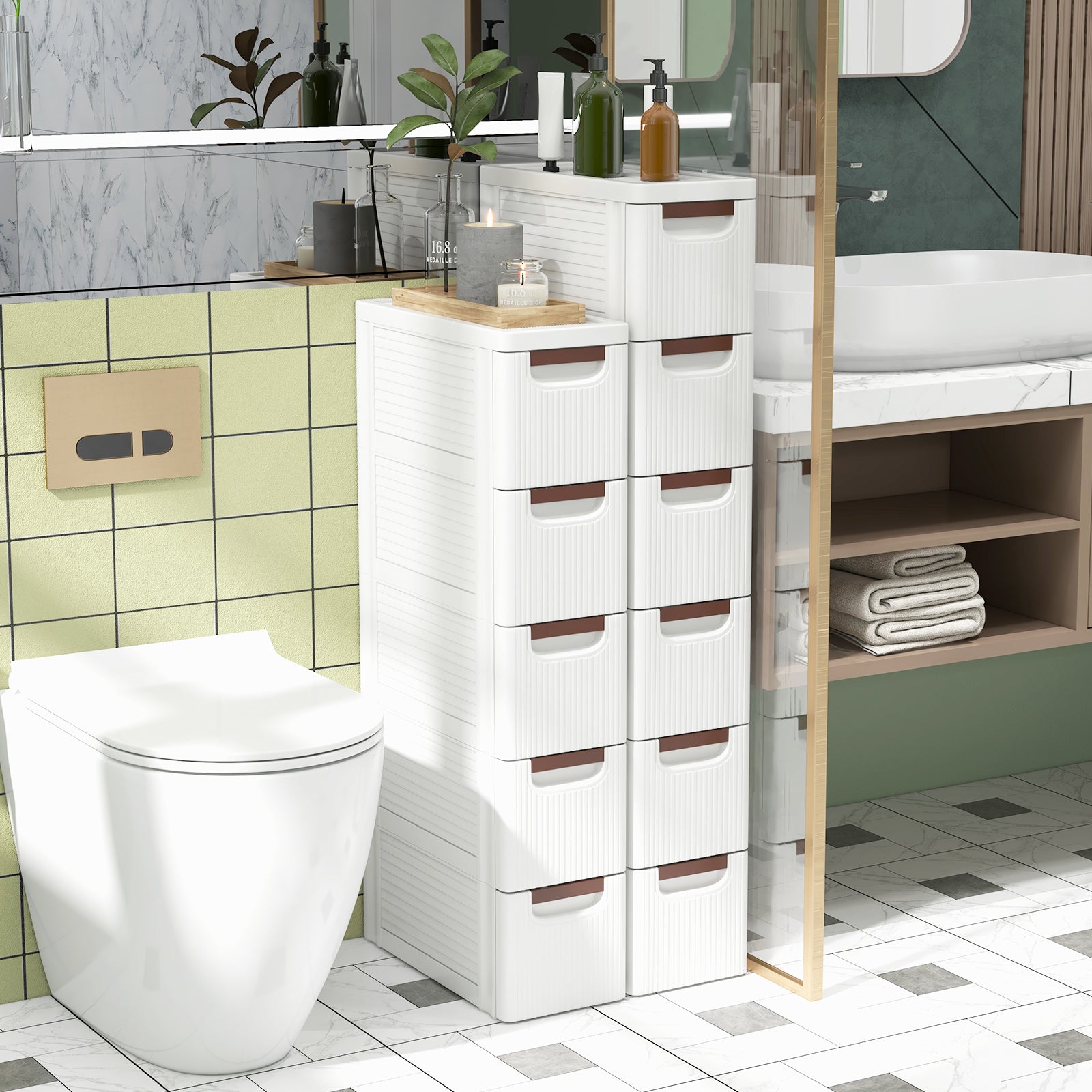 3/4/5/6-Drawer Narrow Storage Cabinet for Small Space-6-Tier