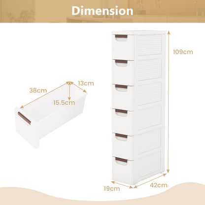 3/4/5/6-Drawer Narrow Storage Cabinet for Small Space-6-Tier