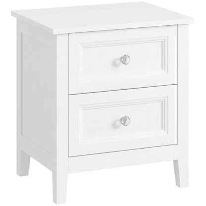 HOMCOM Nightstand with 2 Drawers Modern Bedside Table for Bedroom Living Room White