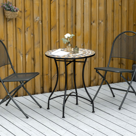 Outsunny Î¦60cm Mosaic Outdoor Patio Table - Grey
