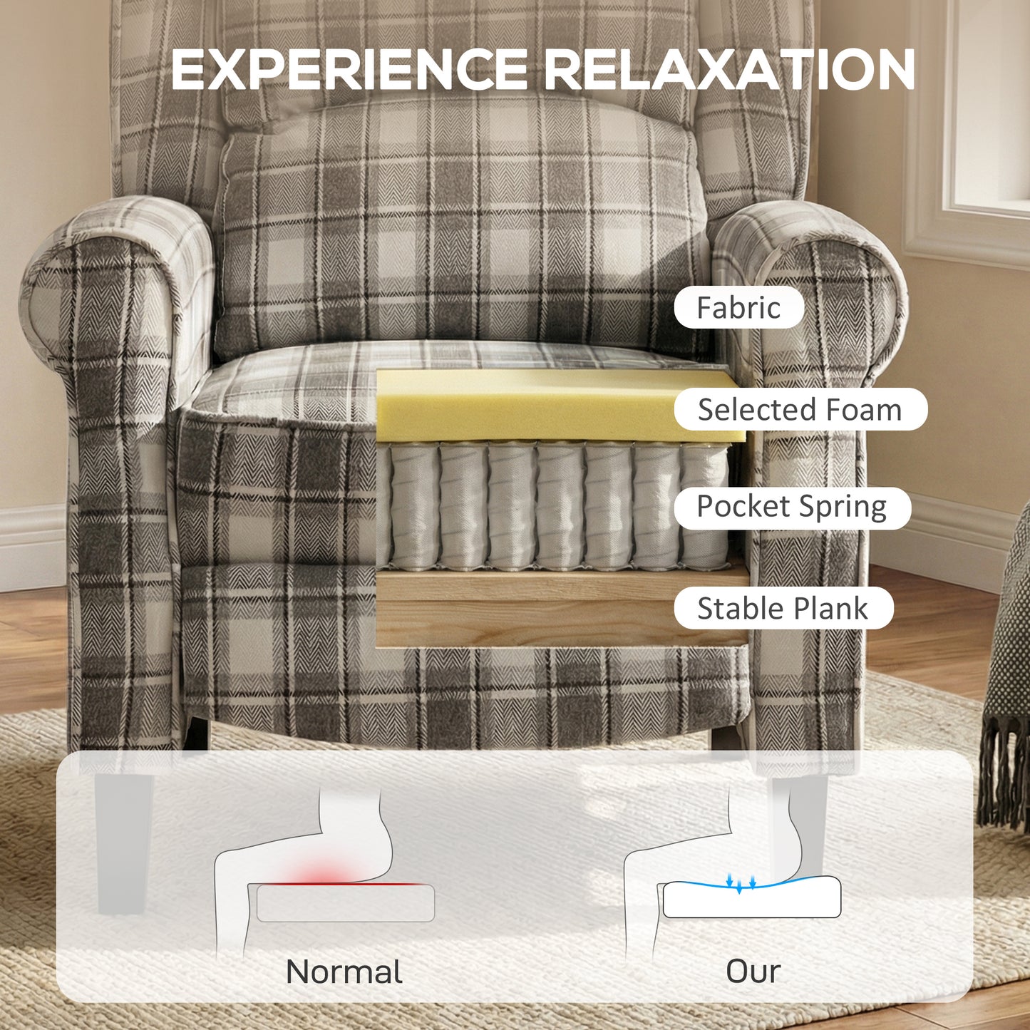HOMCOM 160Â° Reclining Armchair, with Footrest - Grey and White