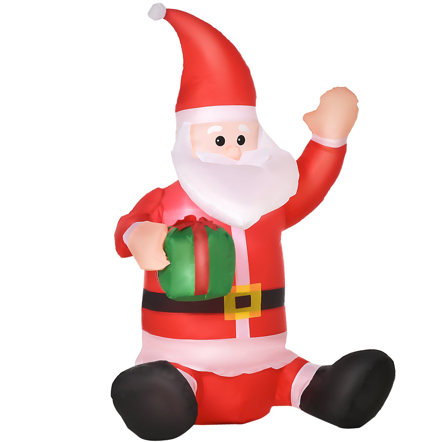 HOMCOM 4ft Inflatable Christmas Santa Claus Gift with LED Xmas DÃ©cor Holiday Outdoor Yard Decoration