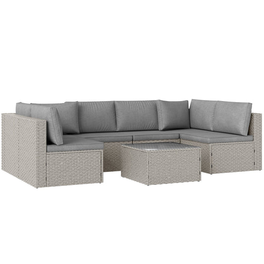 Outsunny Seven-Piece Modular Rattan Set - Grey