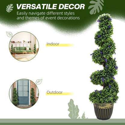 HOMCOM Set of Two 115cm Artificial Lavender Trees